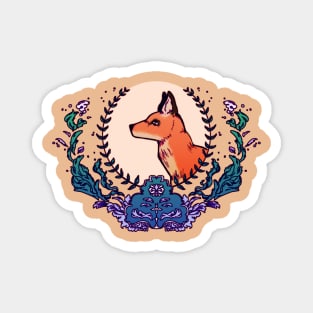 Fox in a Decorative Leafy Reed Frame Magnet