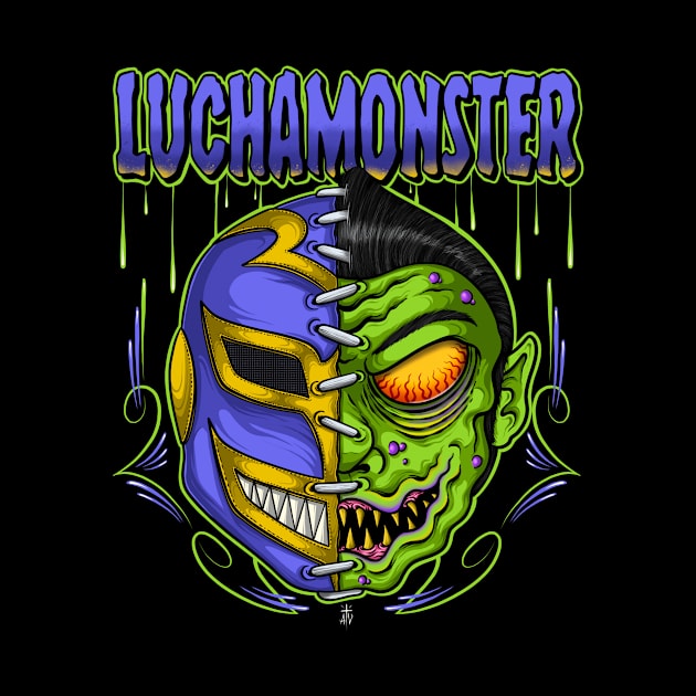 Luchamonster by Il villano lowbrow art