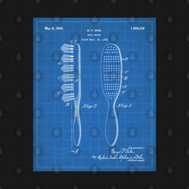 Hair Brush Patent - Salon Art - Blueprint by patentpress