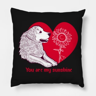 You Are My Sunshine Dog Sunflower Pillow