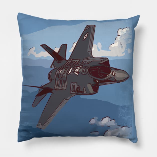 F35 Fighter Jet Pillow by FasBytes