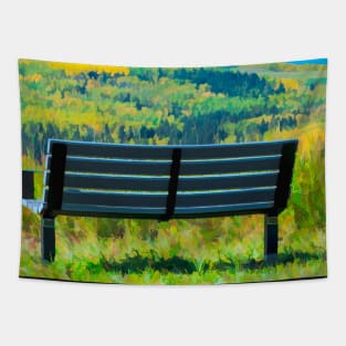 Bench with a view illustration. Tapestry