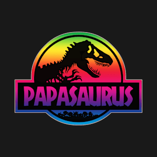 Papasaurus fathers day lgbt rainbow T-Shirt