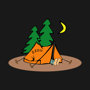 Camping is great - Sleeping in orange tent T-Shirt
