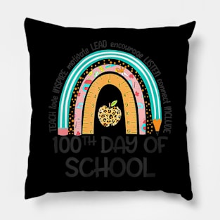 100Th Day Of School Teacher 100 Days Smarter Rainbow Pillow