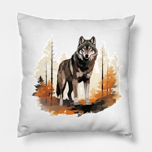 Watercolor Wolf Pillow