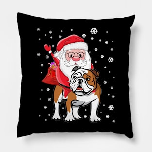 English Bulldog Christmas Santa Claus Woofmas Dog Pillow