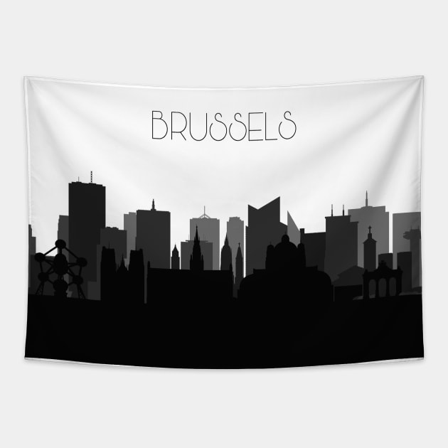 Brussels Skyline Tapestry by inspirowl