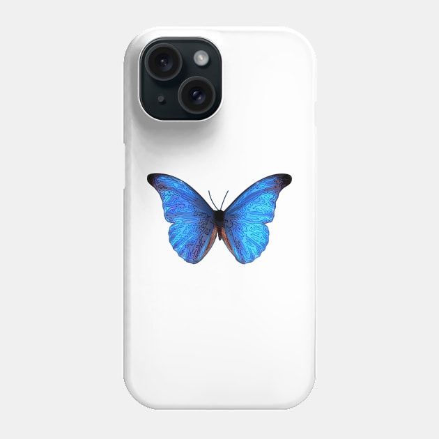 Blue Butterfly Line Art Design Phone Case by PhotoArts