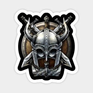 Nordic Warrior Viking Helmet and Swords Magnet