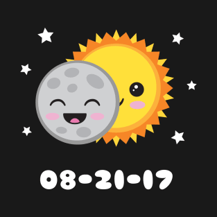 2017 Solar Eclipse Cute Kawaii Sun & Moon Cartoon T-Shirt