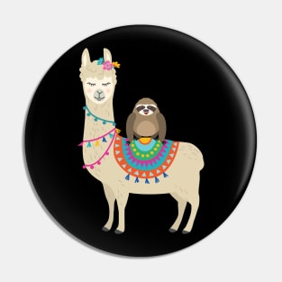 'Sloth Riding Llama' Funny Sloth Gift Pin