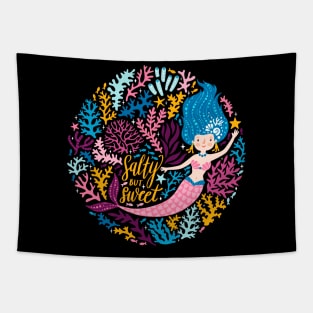 Cute Beautiful Mermaid Love Artwork Tapestry