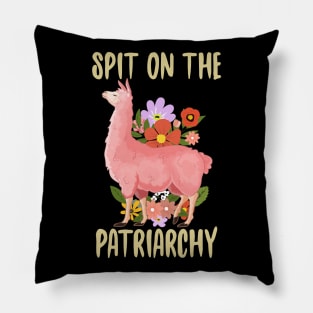 Spit On The Patriarchy Pink Llama Pillow