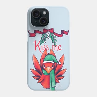 Kiss Me. I dare you. Red Chocobo under the mistletoe from Final Fantasy 14 Online Phone Case