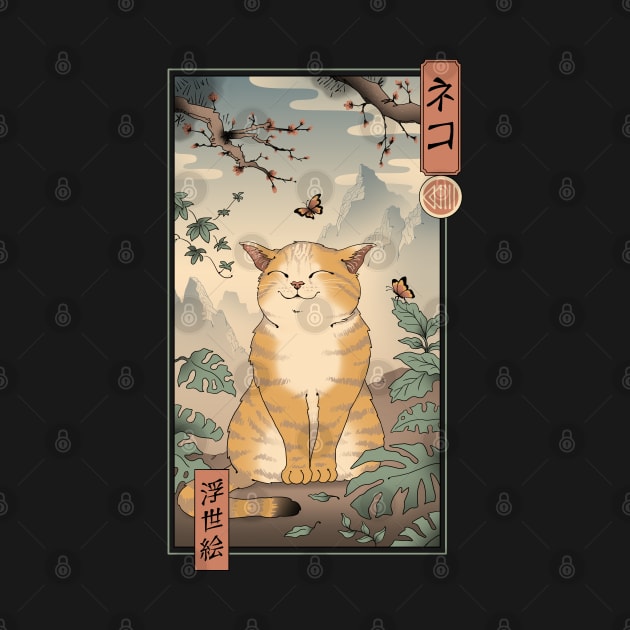 Edo Cat Back Print by Vincent Trinidad Art