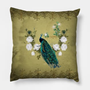 Wonderful peacock, vintage Pillow