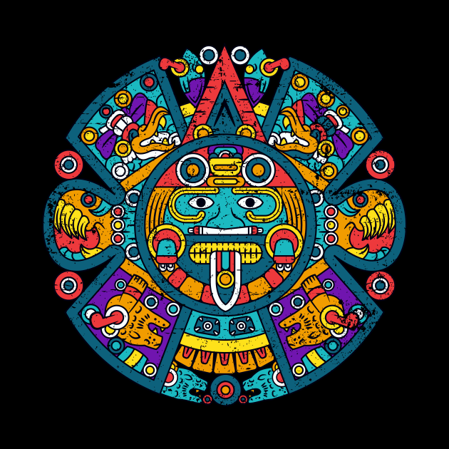 Aztec Calendar - Colorful Design by verde