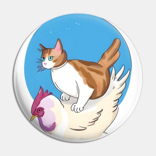 Tuxedo Cat on a Chicken Pin