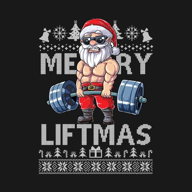 Merry Liftmas Christmas Xmas Fitmas Fitness Santa Holiday Gift, funny Gym Xmas by SloanCainm9cmi