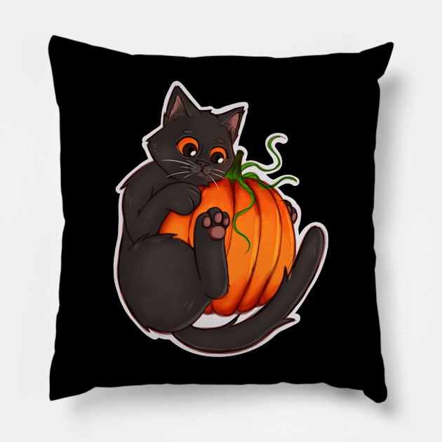 Halloween Cats - Pumpkin Kitty Pillow by GAPS