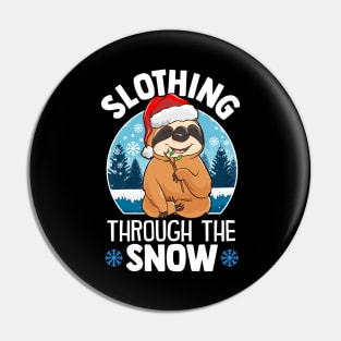 Cute & Funny Slothing Through The Snow Christmas Pin