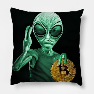 Alien Bitcoin Collectors Mars Invasion Sci-fi Pillow