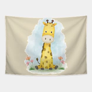 Giraffe Cute Watercolor Tapestry