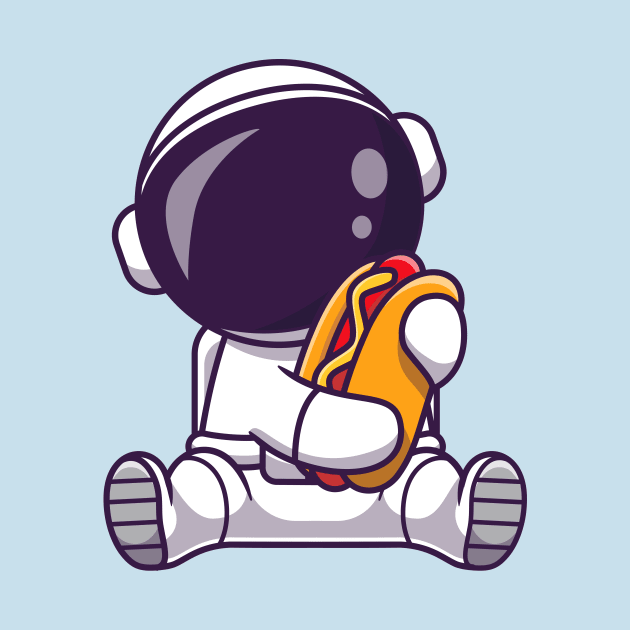 Cute Astronaut With Hot Dog Cartoon by Catalyst Labs