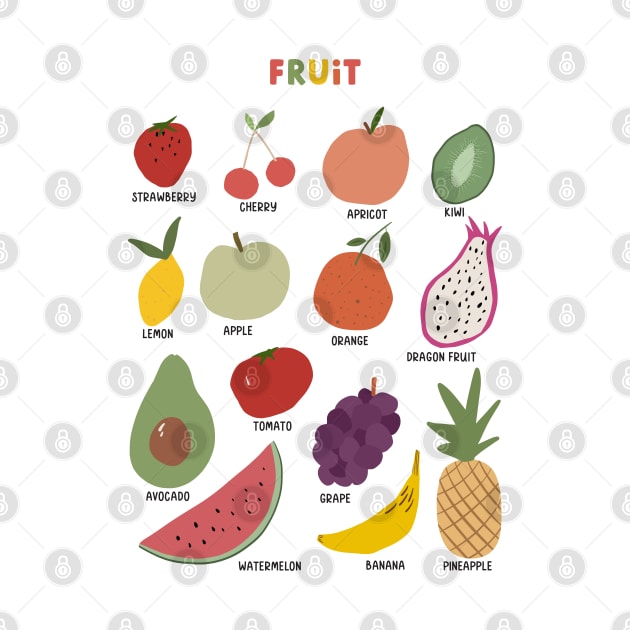 Fruit in Rainbow Colors for Kids by hwprintsco