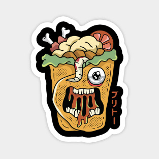 Kawaii Japanese Monster Burrito for Pizza Lovers Magnet