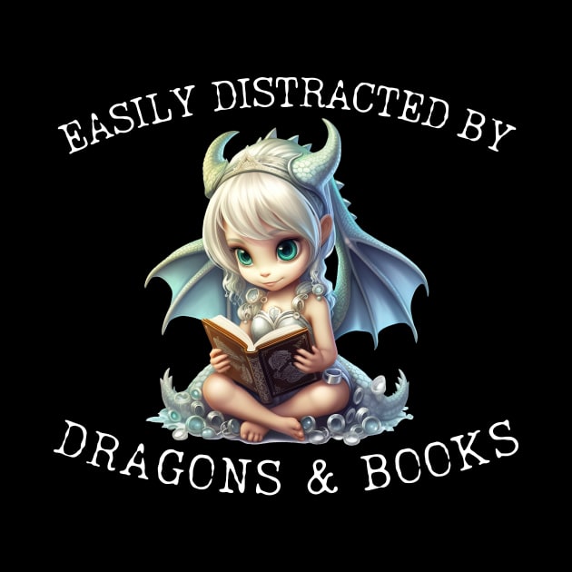 Easily Distracted By Dragons And Books Introvert Shirt by K.C Designs