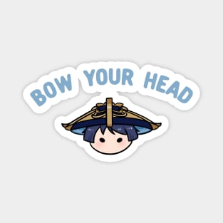 Genshin Impact Scaramouche wanderer bow your head chibi | Morcaworks Magnet