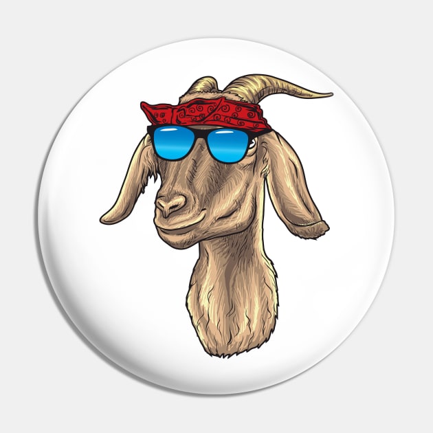 Goat with Sunglasses and Bandana Pin by Nowhereman78