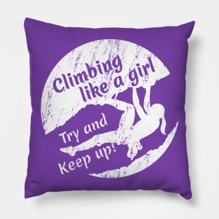 Climbing like a girl - White Logo Pillow