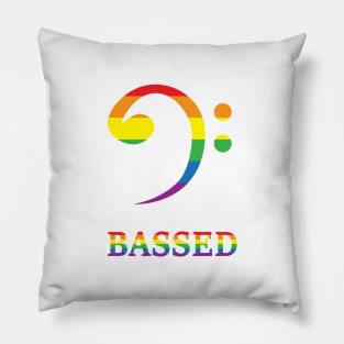 Bass clef for the based in Rainbow colours : Bassed clef LGBTQ Pillow