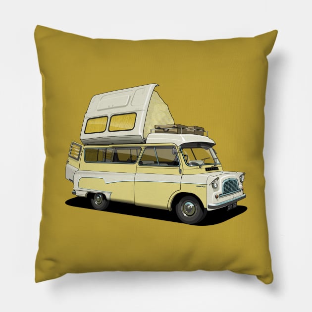 Bedford Campervan in yellow Pillow by candcretro