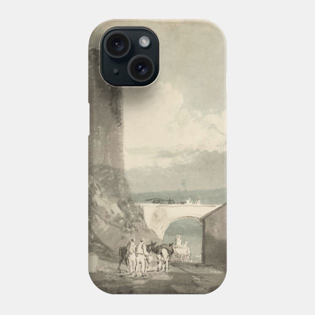 A Road with Houses and a Bridge over a River beneath the Walls of a Castle Phone Case by Art_Attack