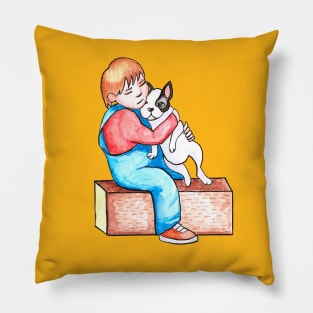 boy and puppy Pillow