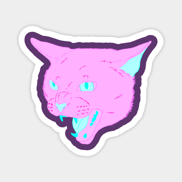 Vaporwave Cat - Wild Berry Magnet by Basicallyimbored