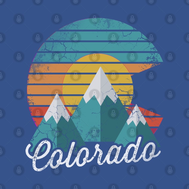 Retro Colorado Mountains Flag Sunset by E