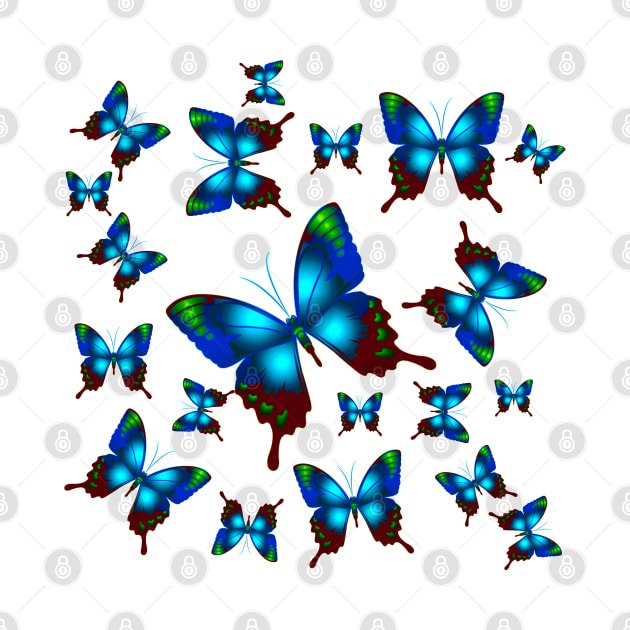 Morpho Butterfly Wings in Royal Aqua Blue by Nisuris Art