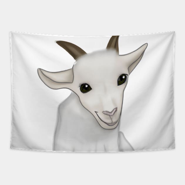 Cute Goat Drawing Tapestry by Play Zoo