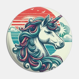 Unicorn retro art Pin