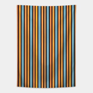 Vertical Retro Stripes Pattern Orange and Light Blue Tapestry