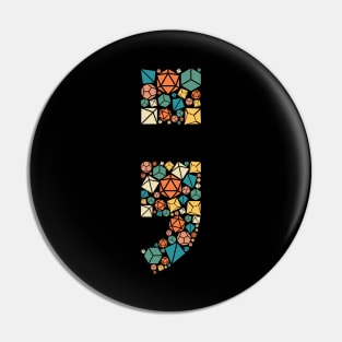 Retro Semicolon Mental Health Dice Set Pin