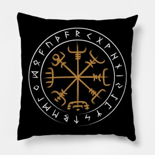 Vegvisir Futhark Vikings Tee Compass Rune Protection Pillow