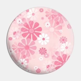 1960's Retro Mod Flowers in Blush Pink and White Pin