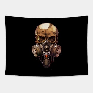 Skull wearing gas mask Tapestry