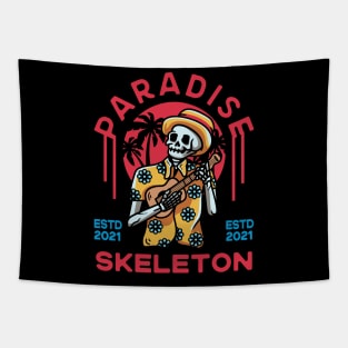 Paradise Skull With Guitar In the Beach Tapestry